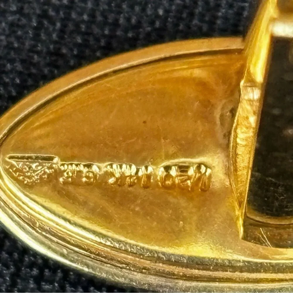 Vintage 1/20 14K Gold Filled Long Oval Tiger Eye Cufflinks Retro Eclectic